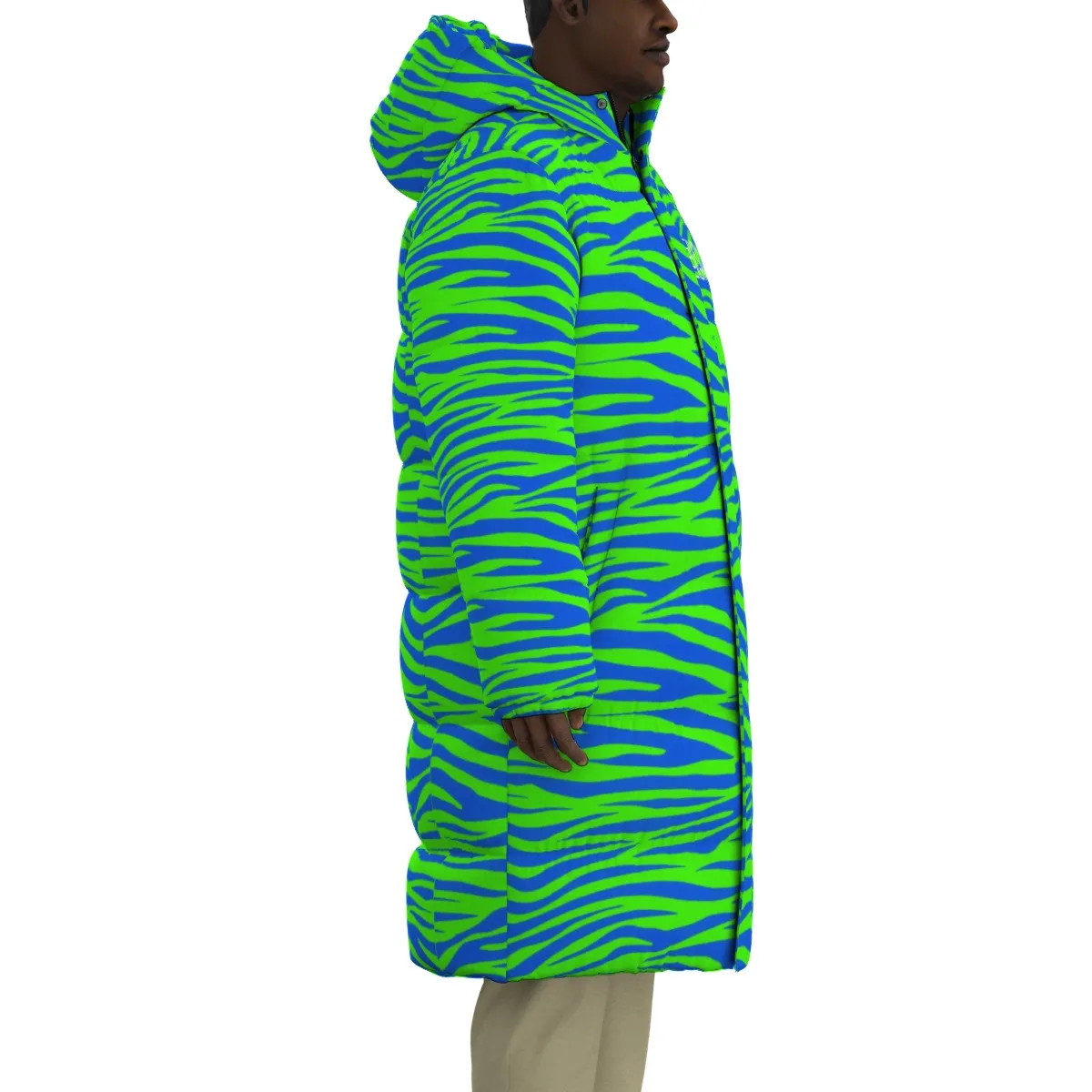Sixty Eight 93 Logo White Zebra Blueberry Lime Unisex Puff Long Down Jacket
