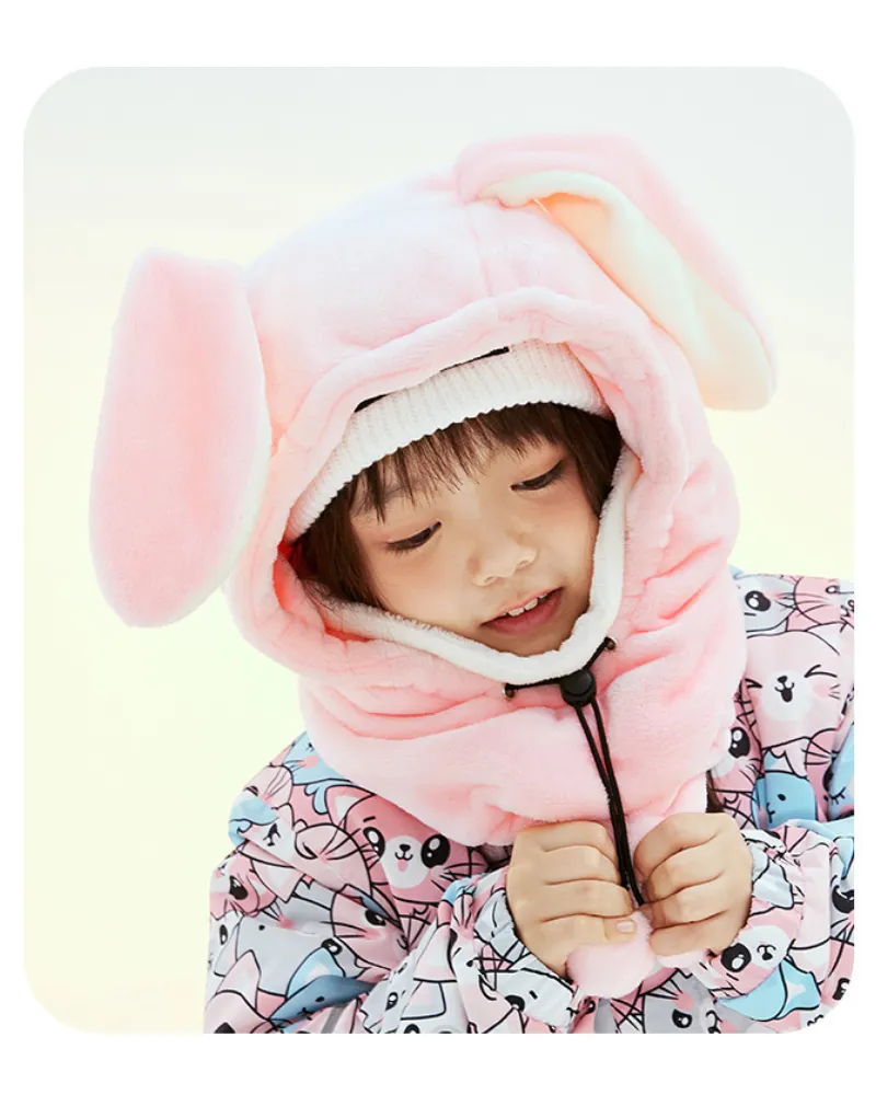 Ski Wear Kids Plush Jumping Ear Snow Helmet Hood