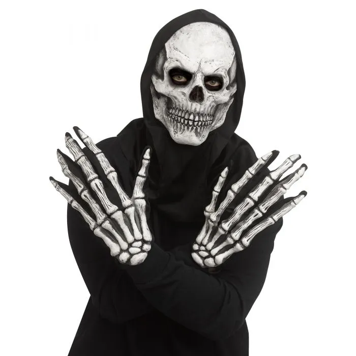 Skull Mask and Glove Set Grey