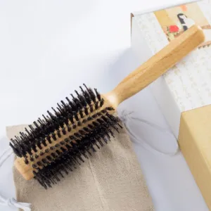 Soft Round Brush with Boar Bristles for Blow Drying