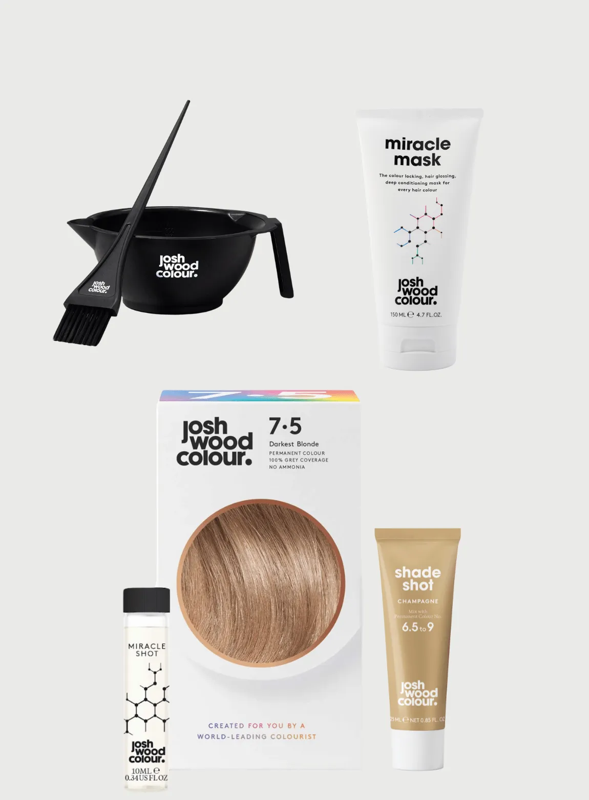 Starter Kit - 7.0 Perm kit, Miracle Shot, Champagne Shade Shot x 1, Bowl & Brush, Miracle Mask