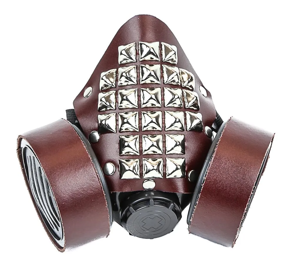 Studded Leather Gas Mask
 Pyramid Studded