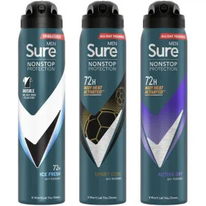 Sure Men's Anti-Perspirant Deodorant Spray Variety Pack 3 x 250ml