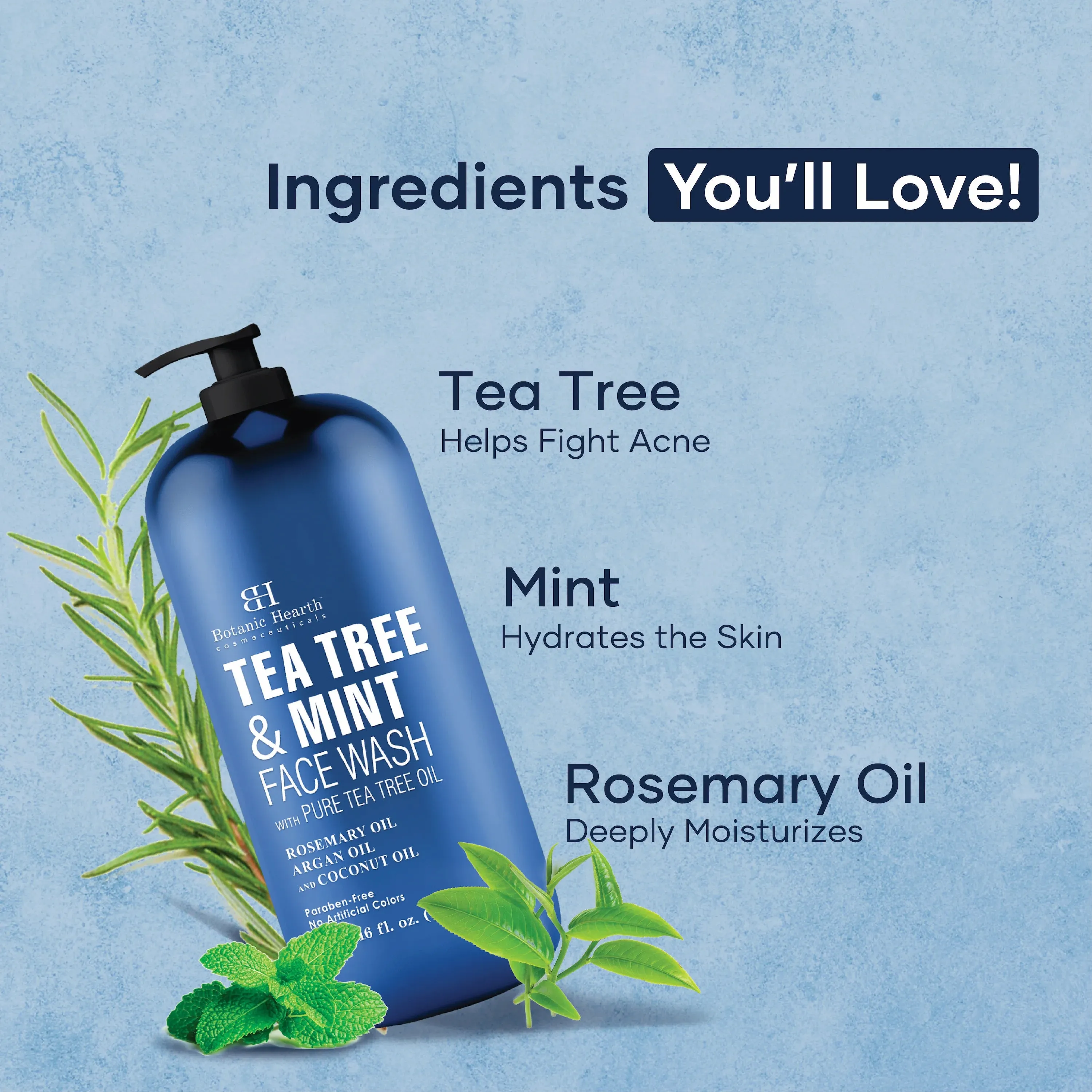 Tea Tree and Mint Face Wash with Rosemary Oil | 16 fl oz