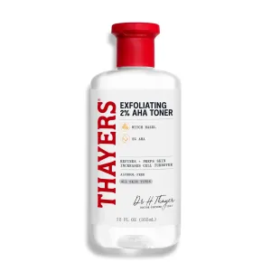 Thayers 2% AHA Exfoliating Toner with Glycolic Acid, Lactic Acid and Witch Hazel, Smoothing and Pore Refining Skin Care for All Skin Types, 355 ML