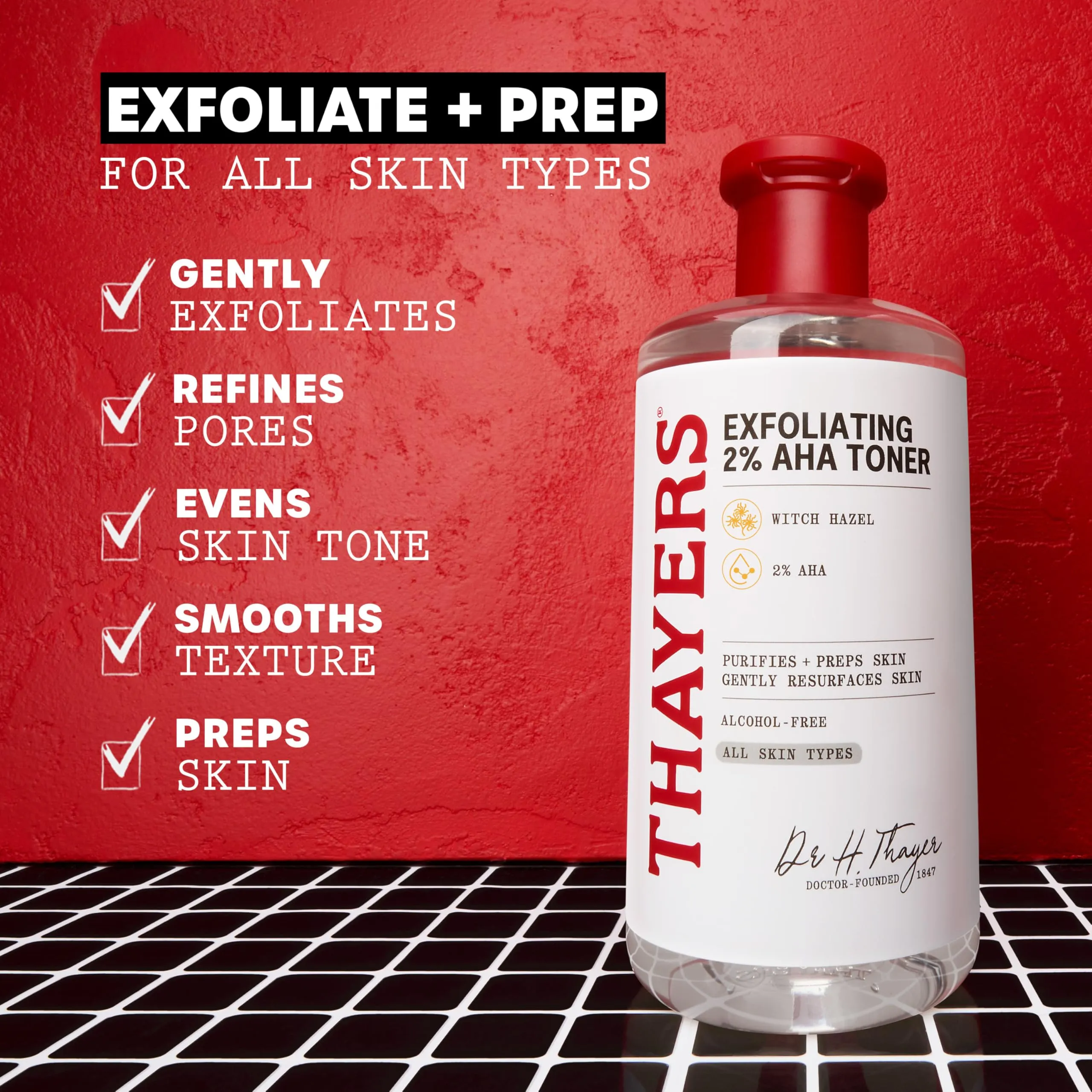 Thayers 2% AHA Exfoliating Toner with Glycolic Acid, Lactic Acid and Witch Hazel, Smoothing and Pore Refining Skin Care for All Skin Types, 355 ML