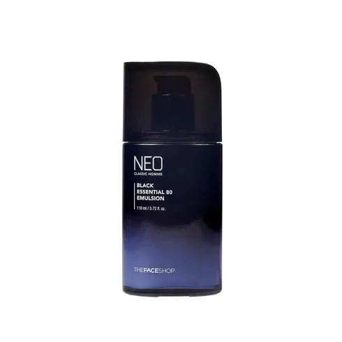 The Face Shop Neo Classic Homme Black Essential Emulsion 110 ml   Toner 30 ml مستحلب مرطب للبشرة مع تونر حجم ميني من ذا فيس شوب