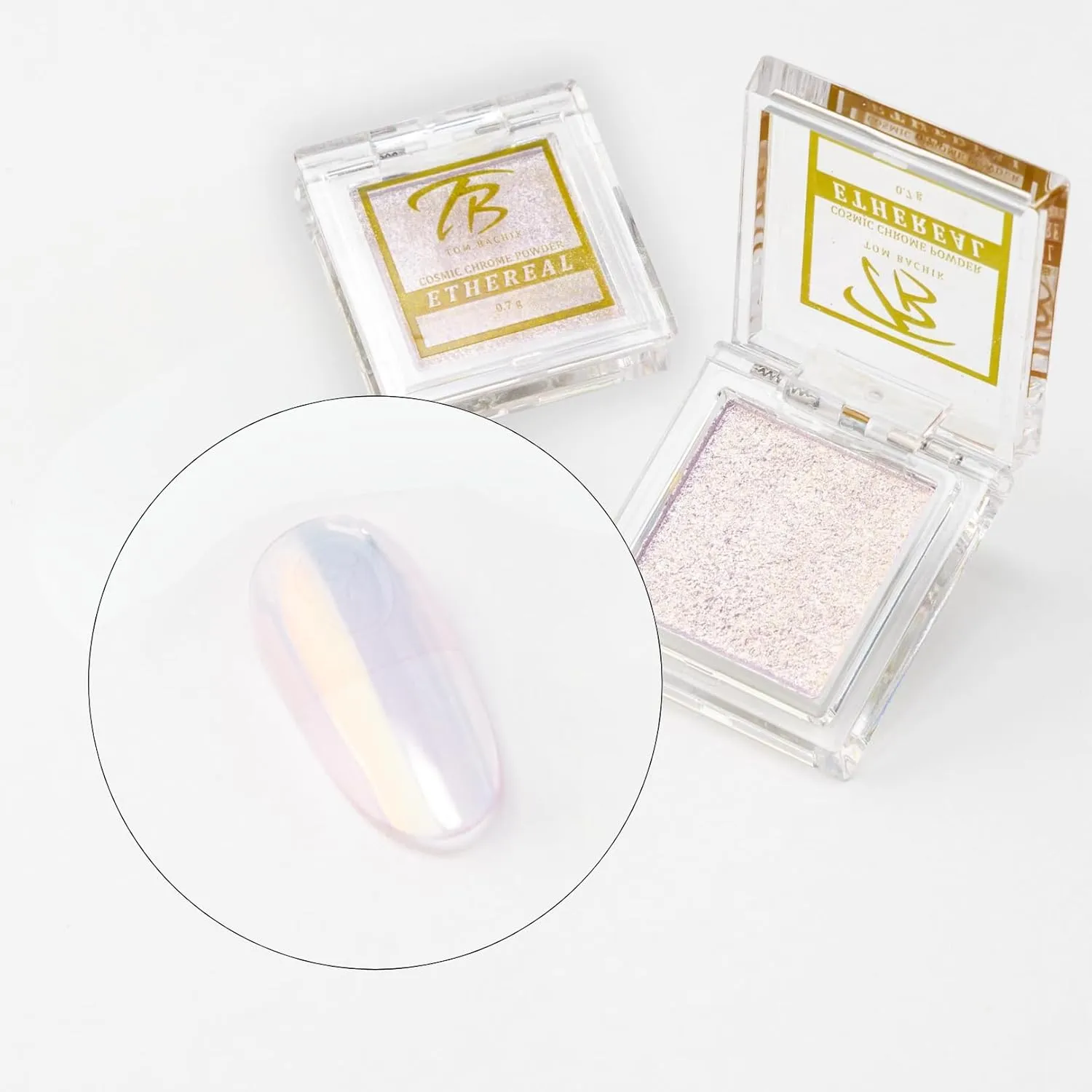Tom Bachik Cosmic Chrome Powder Collection  5 Pressed Chrome Pigments for Gel Manicures, Holographic Nail Art & Metallic Shimmer Effects (Ethereal)