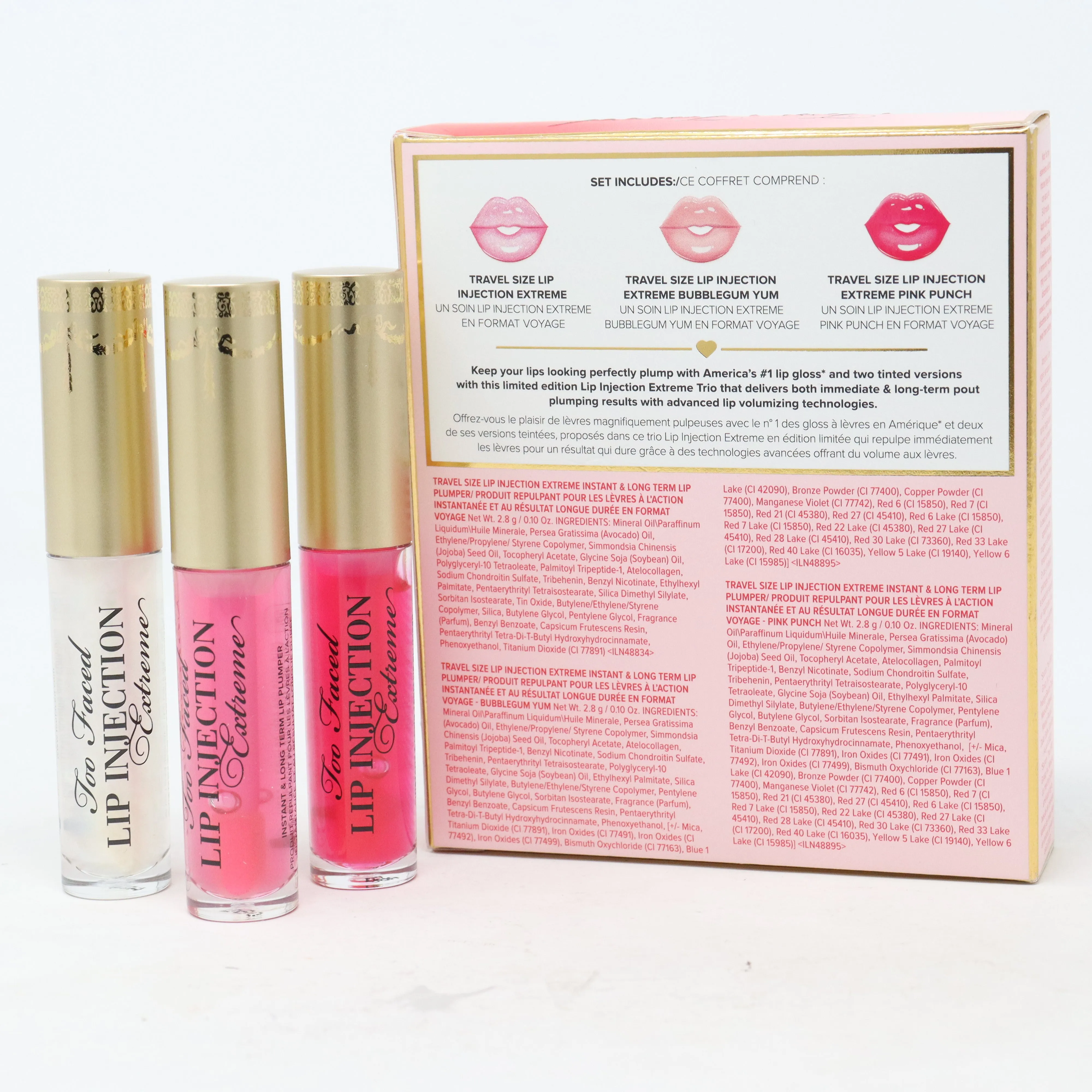 Too Faced Lip Injection Extreme Lip Plumper Trio 3 Pcs Set  / New With Box