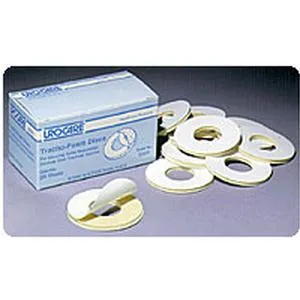 Urocare 5310 Tracho-Foam Large Foam Disc w/Adhesive - 2(5/8) inch outside, 1 inch inside, Box of 30 discs