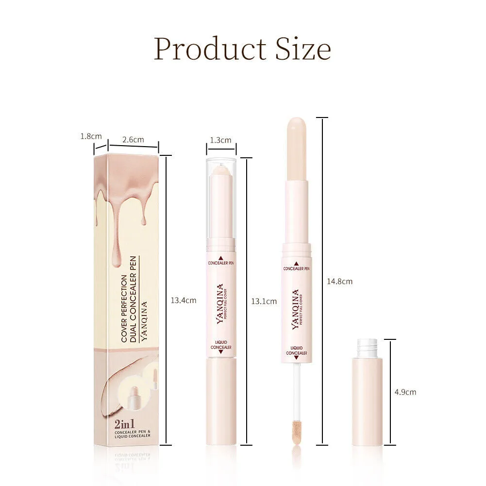 US 2-in-1 Dual Head Stick Liquid Concealer Hydrating Contouring Full Matte Cover