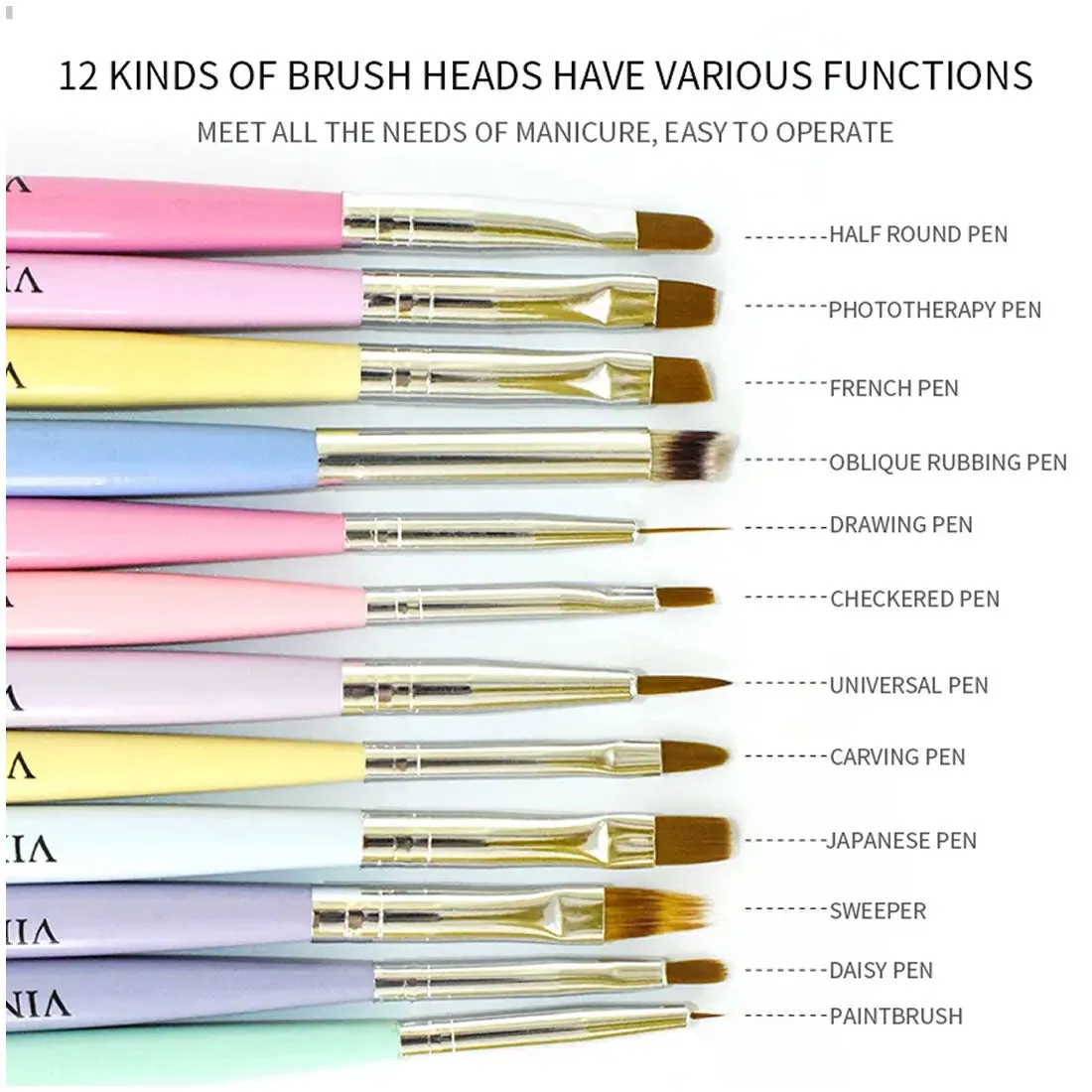 VINIMAY - Professional 12IN1 Nail Art Brush Set