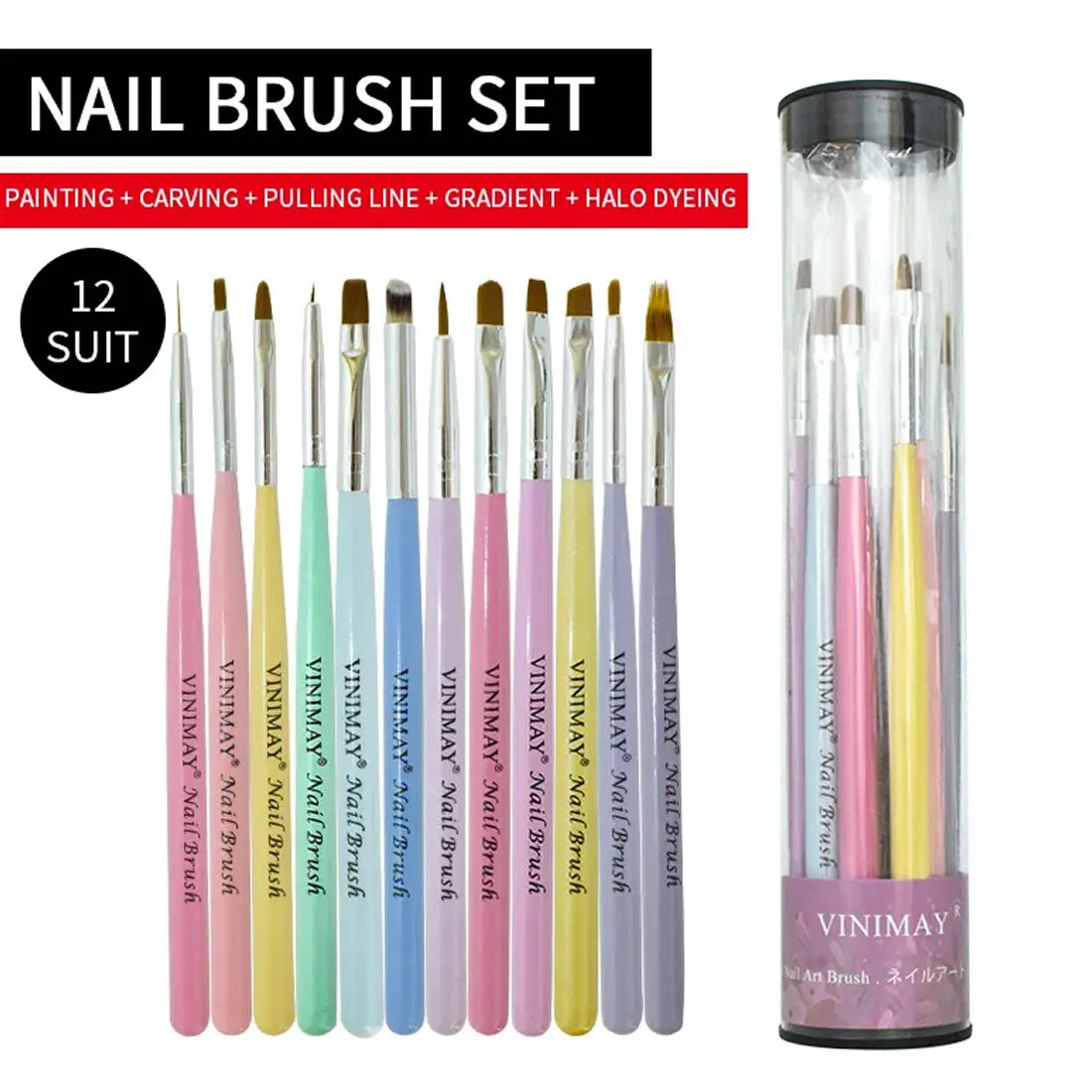 VINIMAY - Professional 12IN1 Nail Art Brush Set