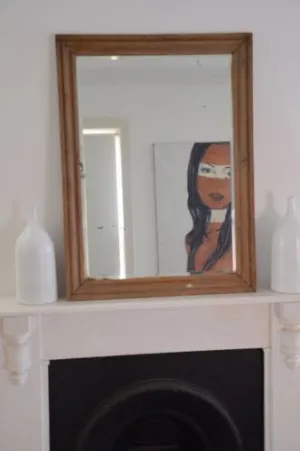 vintage bevelled glass mirror ready to hang baltic timber frame