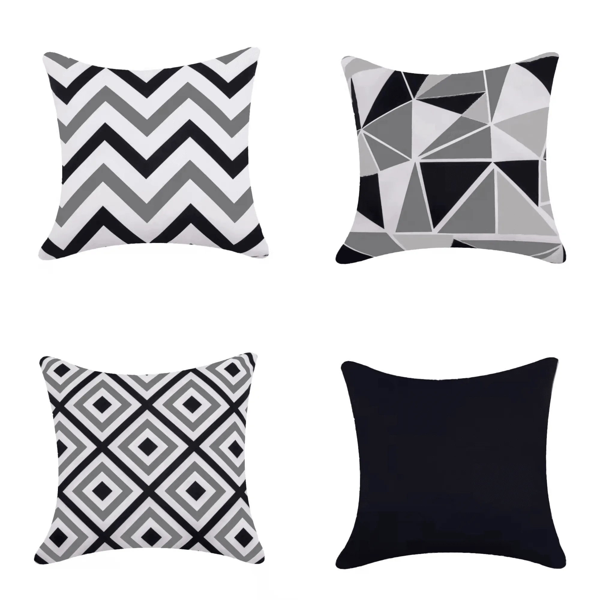 Water Resistant Outdoor Cushion Cover | 45x45cm Black Garden Décor - Set of 6 & 4