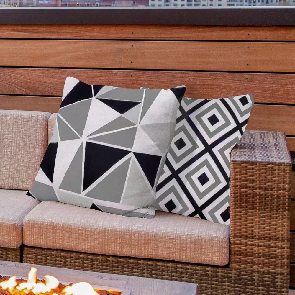 Water Resistant Outdoor Cushion Cover | 45x45cm Black Garden Décor - Set of 6 & 4