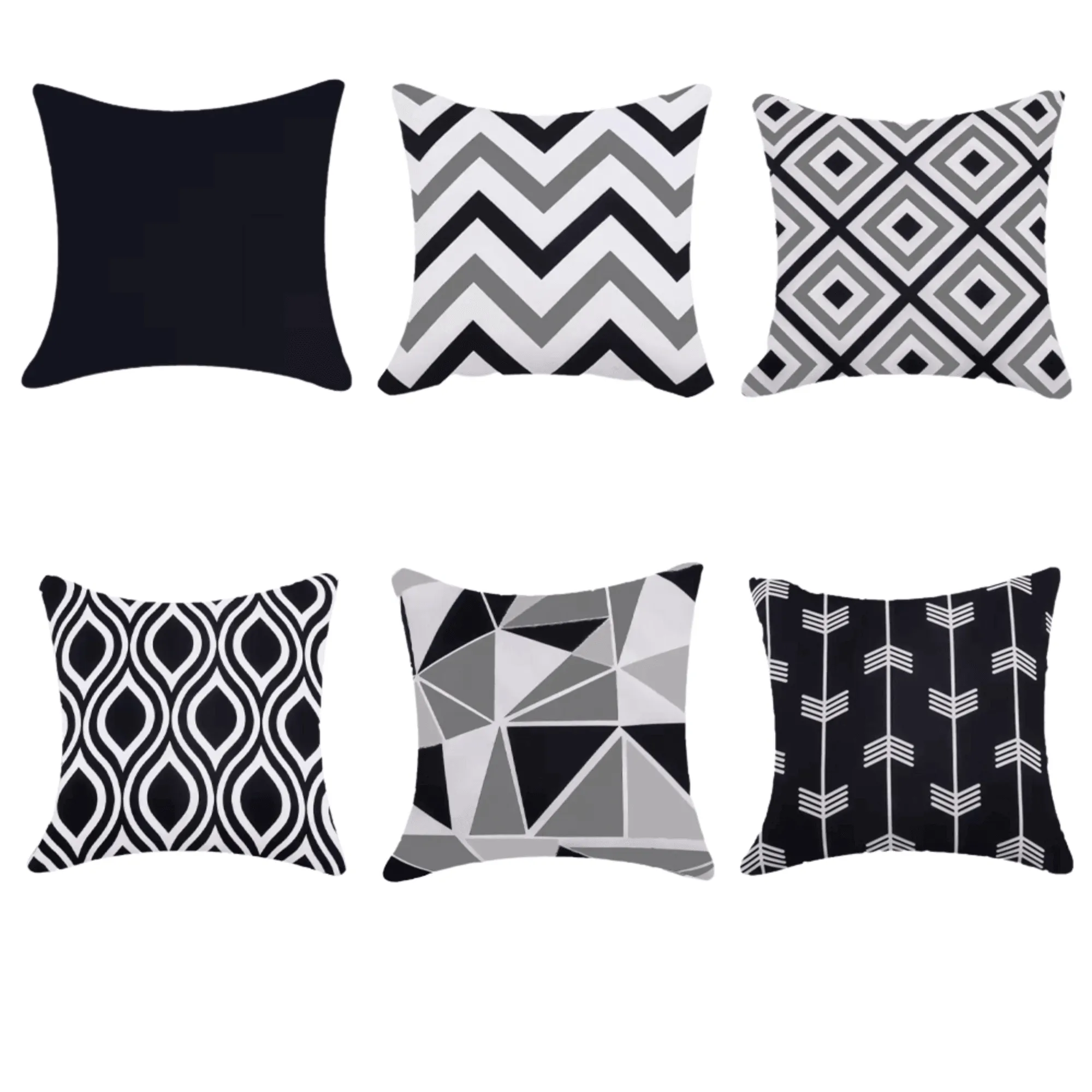 Water Resistant Outdoor Cushion Cover | 45x45cm Black Garden Décor - Set of 6 & 4