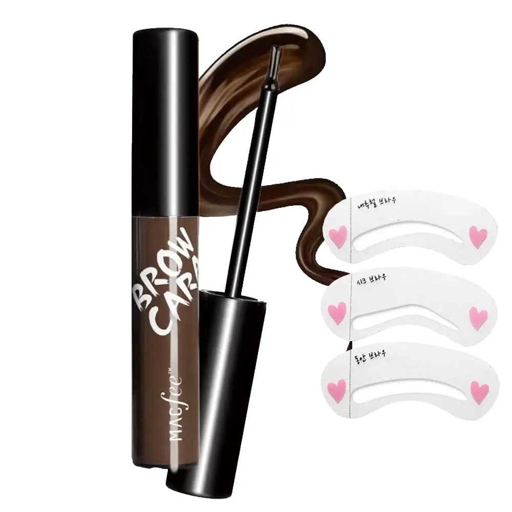 Waterproof Brow Tattoo Peel Off Tint with Stencils - Long-Lasting, Full Voluminous Natural-Looking Brows for Women, 0.27 fl oz (Dark Brown)