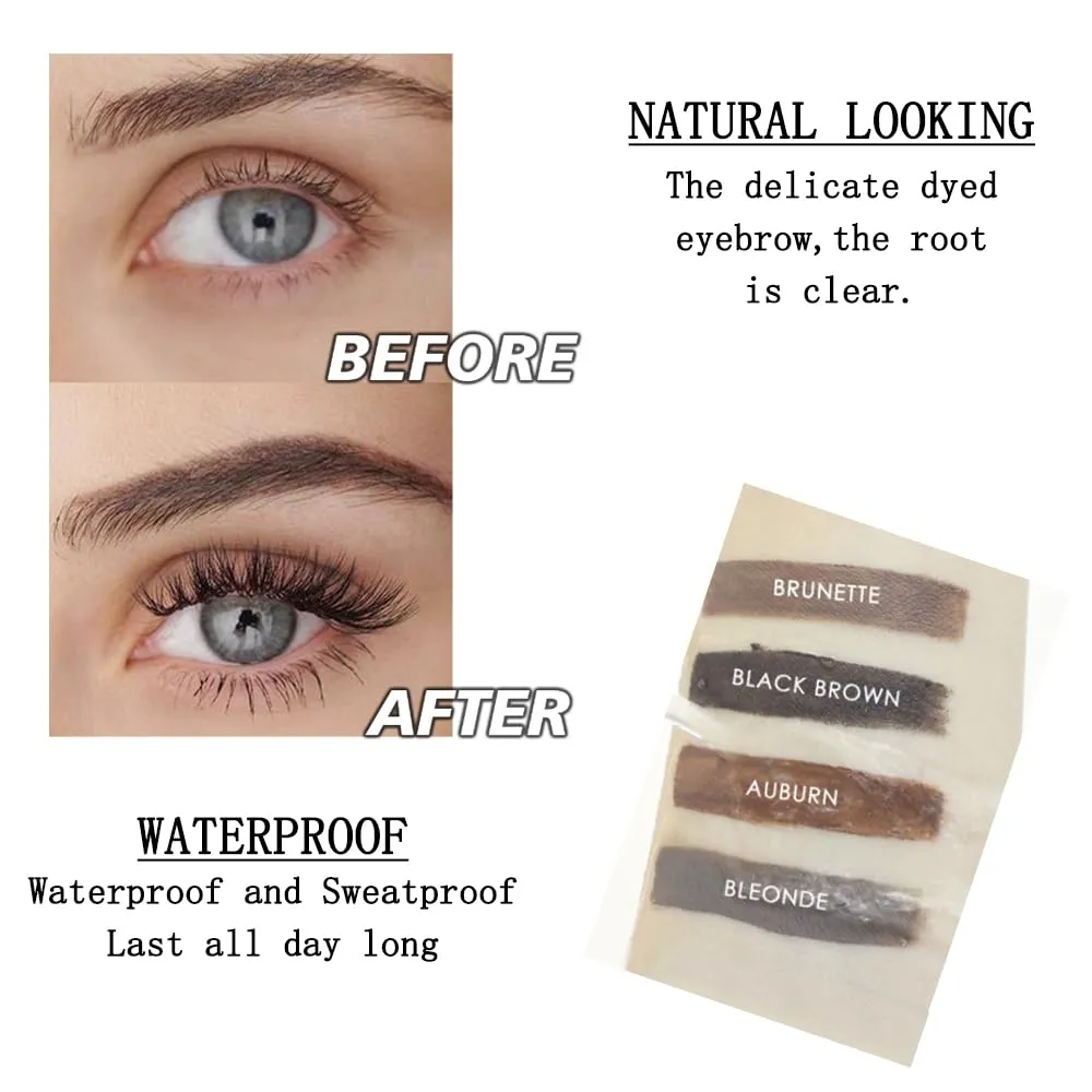 Waterproof Eyebrow Gel for Long Lasting, Highly Tinted Liquid Eye Brow Makeup, Sweatproof, Natural (Black Brown)
