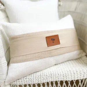 WHITE CUSHION WITH LEATHER PALM PATCH
