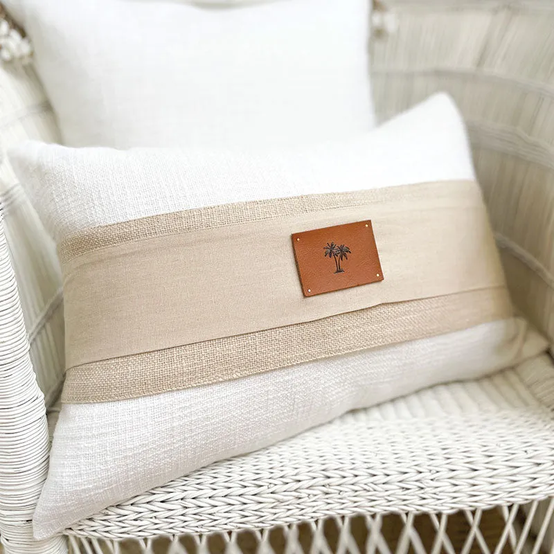 WHITE CUSHION WITH LEATHER PALM PATCH