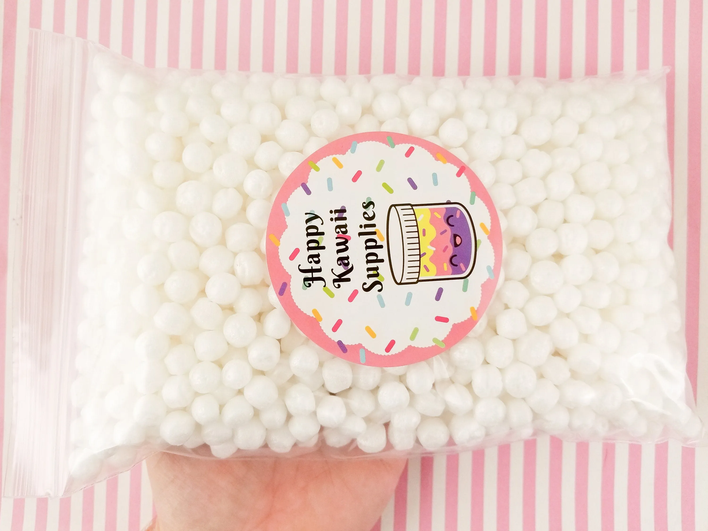 White Marshmallow Style Foam Beads for Slime, 4 cups by volume