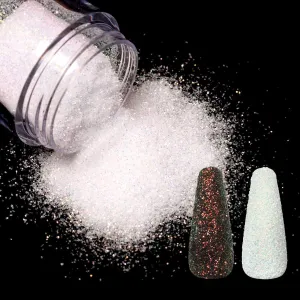White Snow Nail Glitter Powder Reflective Mermaid Sugar Glitter for Nails Art Designs Holographic Shiny Fairy Manicure Pigment Dust Loose Acrylic Crystals Nail Dipping Powder