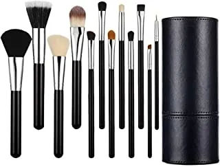XZJJZ 12pcs Professional Makeup Brushes Set Foundation Big Loose Powder Contour Eyeshadow Eyeliner Eyebrow with Black Cylinder