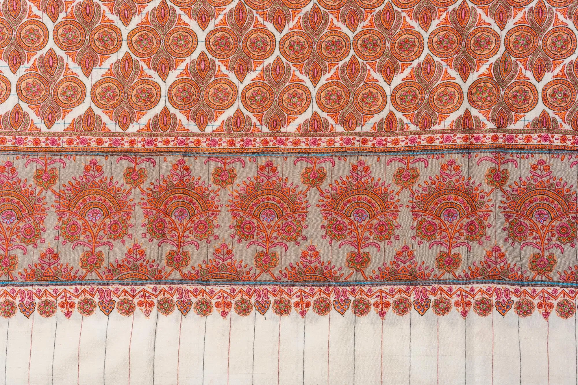Zar Gulbahar: Pure Pashmina Jamawar Shawl with Heavy sozni Hand-Embroidery