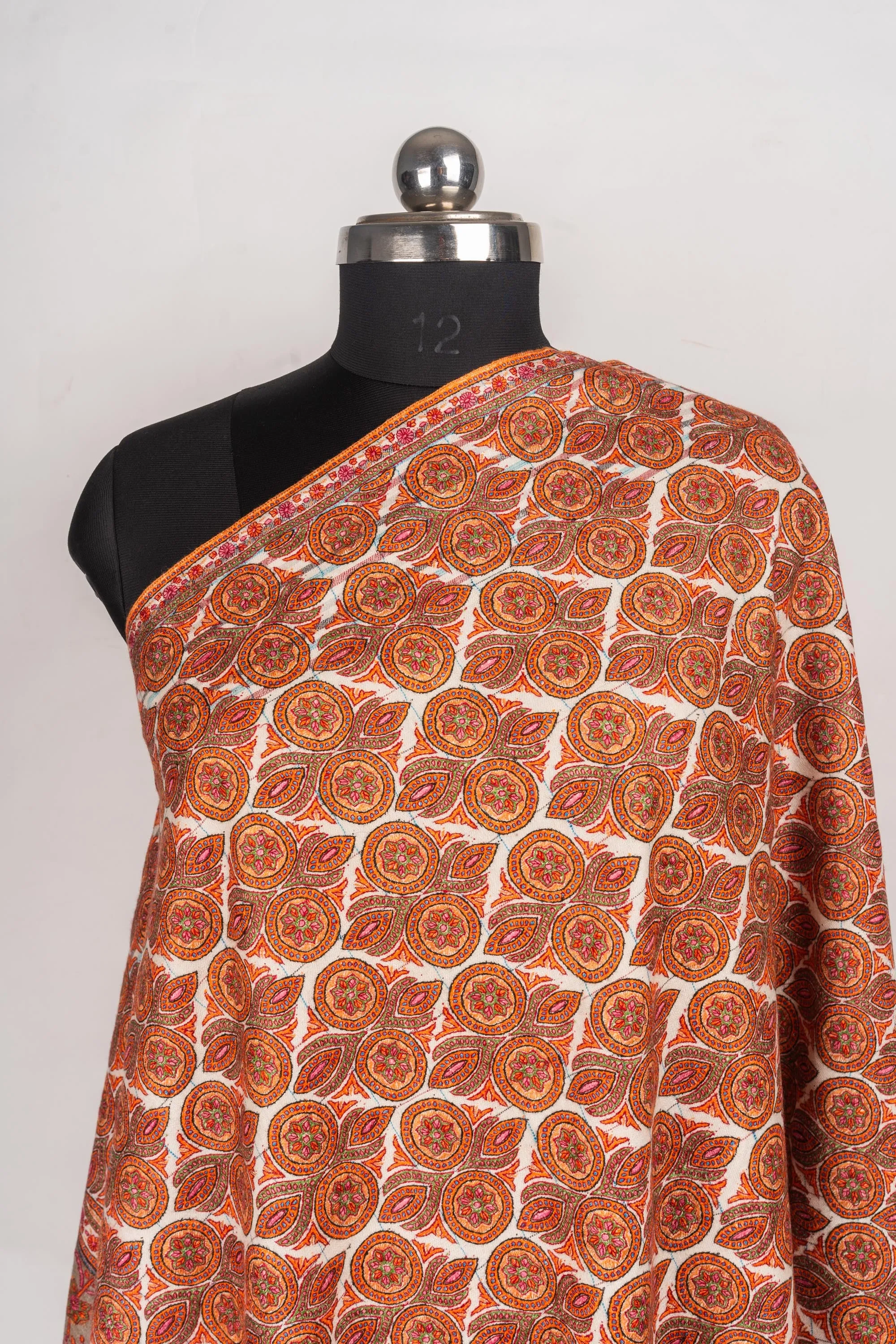 Zar Gulbahar: Pure Pashmina Jamawar Shawl with Heavy sozni Hand-Embroidery