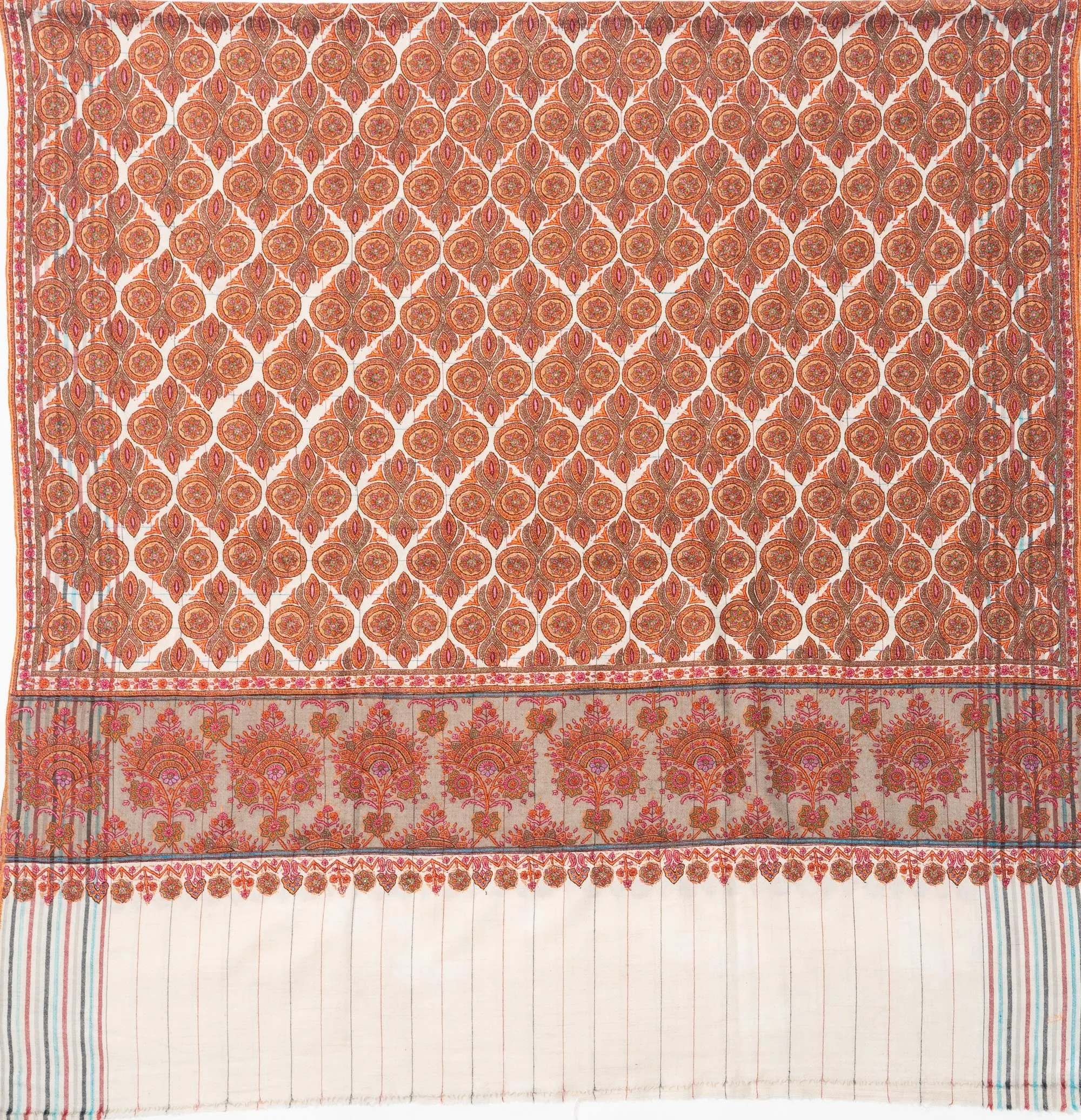 Zar Gulbahar: Pure Pashmina Jamawar Shawl with Heavy sozni Hand-Embroidery